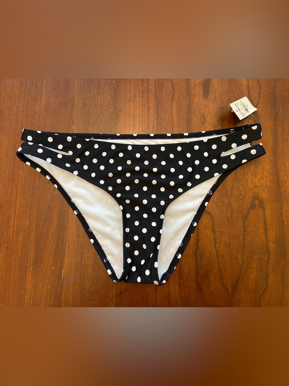 Express black and white polka dot bikini bottom NWT Size medium